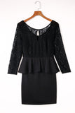 Lace Detail Long Sleeve Mini Dress - Flyclothing LLC