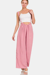 Zenana Pocketed Wide Strap Wide Leg Overalls Trendsi