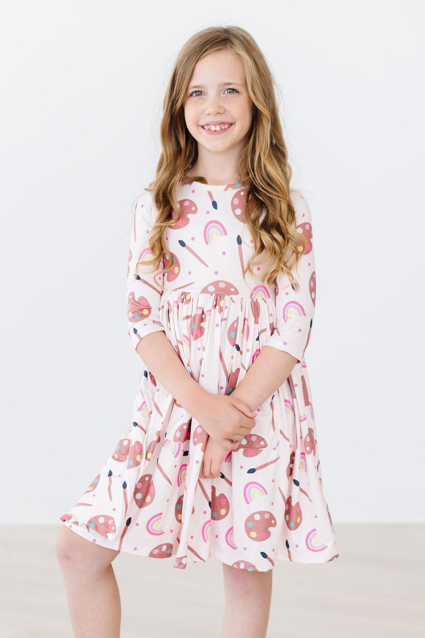 Art Class 3/4 Sleeve Pocket Twirl Dress - Mila & Rose ®