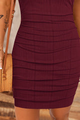 Ruched Round Neck Sleeveless Dress Trendsi