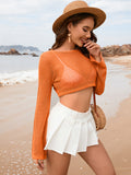 Openwork Long Sleeve Cover-Up - Flyclothing LLC