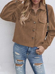 Button Up Dropped Shoulder Long Sleeve Jacket - Trendsi