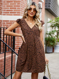 Animal Print V-Neck Cap Sleeve Mini Dress - Flyclothing LLC