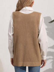 Pocketed V-Neck Sweater Vest