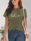 SMILE Round Neck Short Sleeve T-Shirt Trendsi