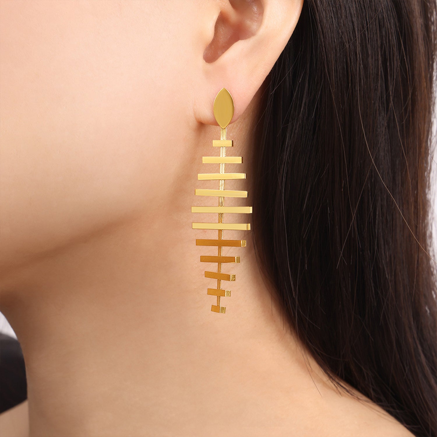 Titanium Steel Fishbone Shape Earrings - Flyclothing LLC