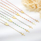 Stainless Steel Beaded Cross Necklace - Flyclothing LLC