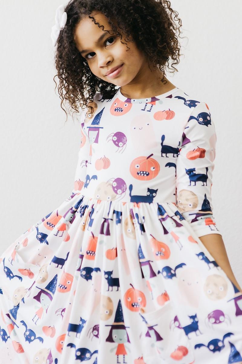 Boo Crew 3/4 Sleeve Pocket Twirl Dress - Mila & Rose ®