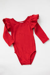 Red L/S Flutter Sleeve Leotard - Mila & Rose ®