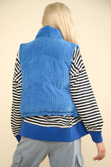 VERY J Zip Up Padded Corduroy Puffer Vest