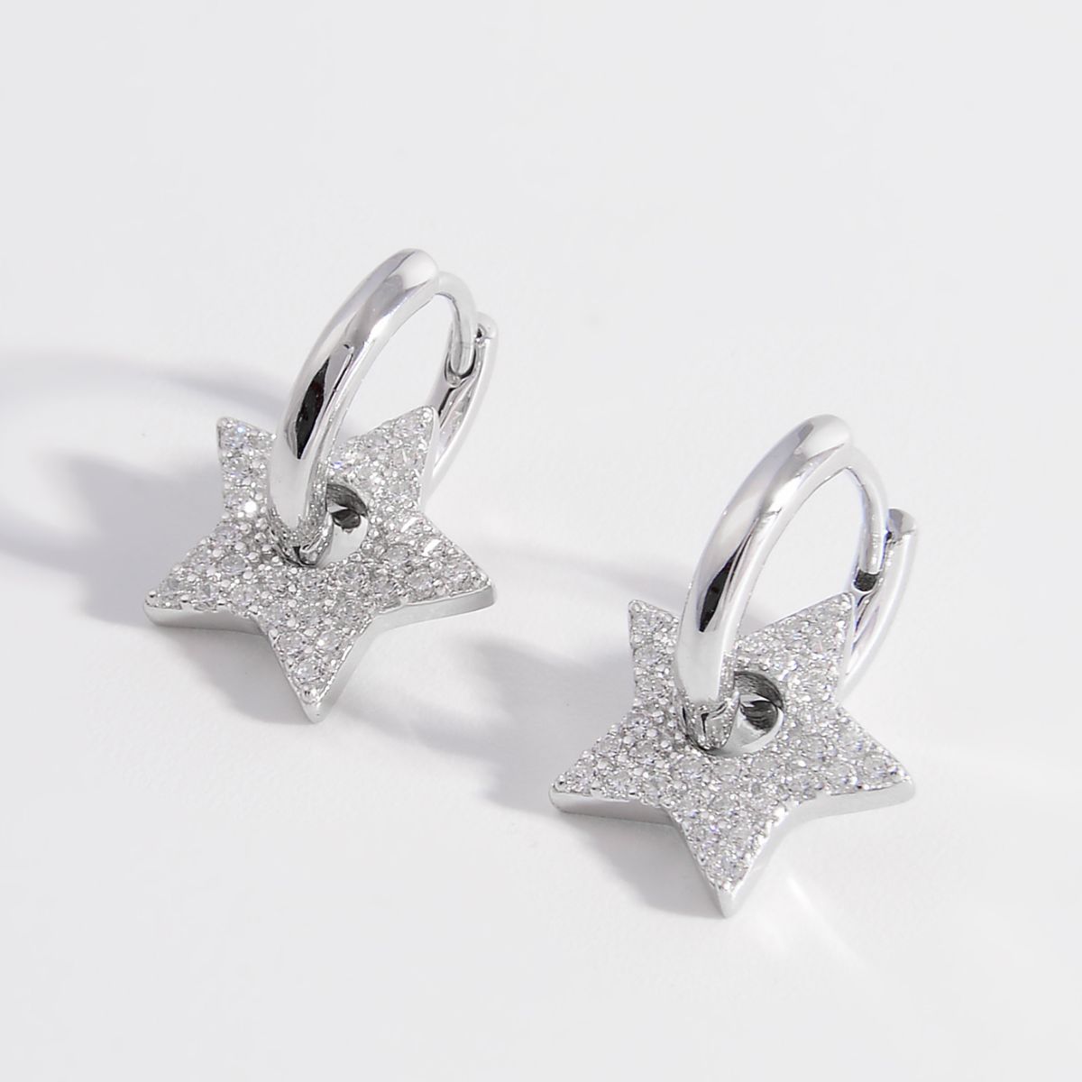 925 Sterling Silver Zircon Star Earrings Trendsi