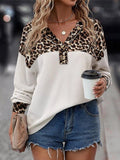 Leopard V-Neck Long Sleeve T-Shirt - Trendsi