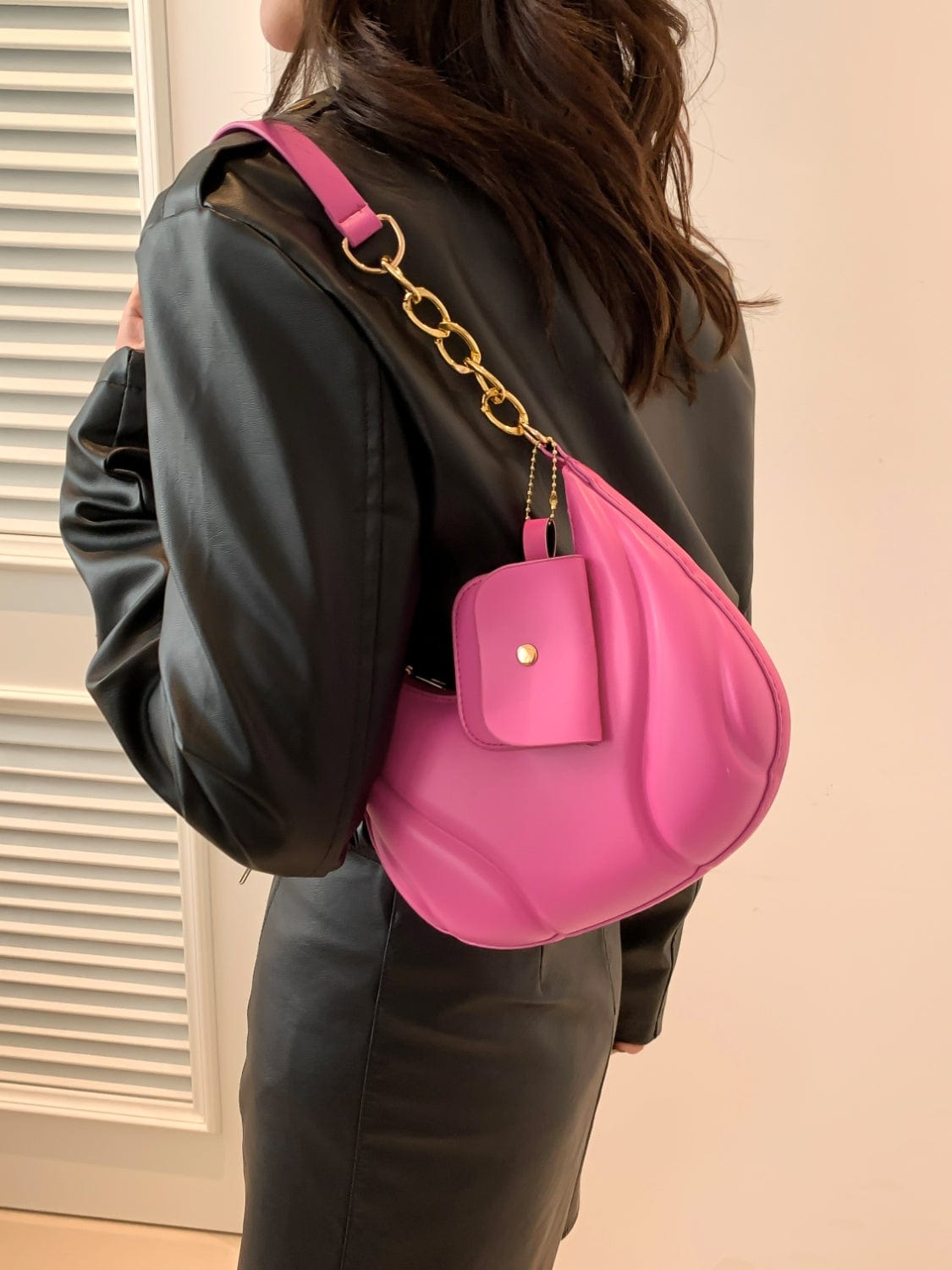 PU Leather Shoulder Bag with EarPods Bag - Trendsi