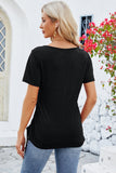 Ruched Square Neck Short Sleeve T-Shirt - Flyclothing LLC