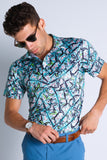 The Easy Breezy | Blue Tropical Men’s Polo - Shinesty