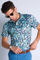 The Easy Breezy | Blue Tropical Men’s Polo - Shinesty