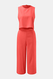 Round Neck Top and Wide Leg Pants Set Trendsi