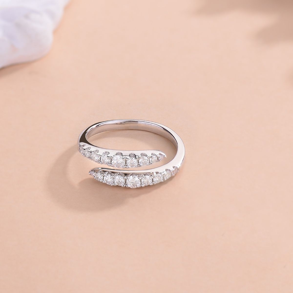 925 Sterling Silver Moissanite Bypass Ring Trendsi