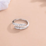 925 Sterling Silver Moissanite Bypass Ring Trendsi