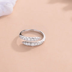 925 Sterling Silver Moissanite Bypass Ring Trendsi