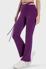 Tied Mid-Rise Waist Active Pants - Flyclothing LLC