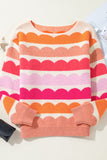 Contrast Boat Neck Long Sleeve Sweater