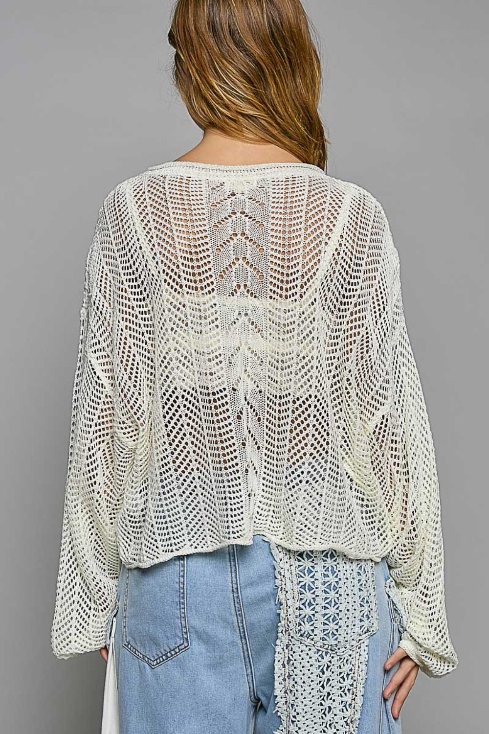 POL Openwork Balloon Sleeve Knit Cover Up - Flyclothing LLC