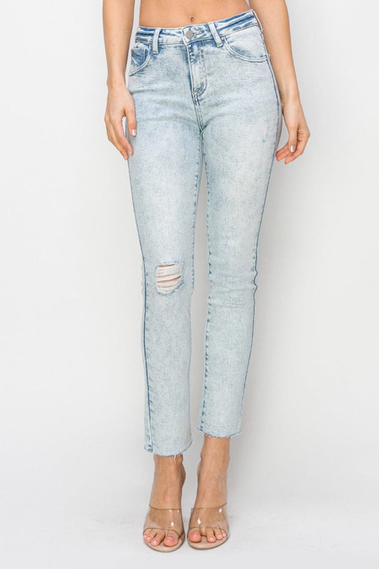 Risen Full Size High Rise Distressed Skinny Jeans - Trendsi