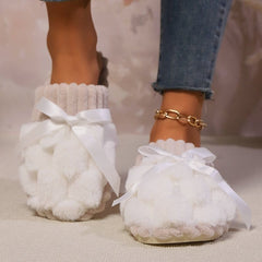 Bow Trim Contrast Slippers - Trendsi