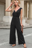 Surplice Wide Strap Jumpsuit with Pockets - Flyclothing LLC