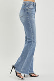 RISEN Full Size High Waist Raw Hem Flare Jeans - Trendsi