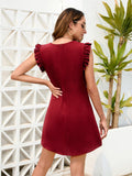 Ruffled Round Neck Mini Dress - Flyclothing LLC