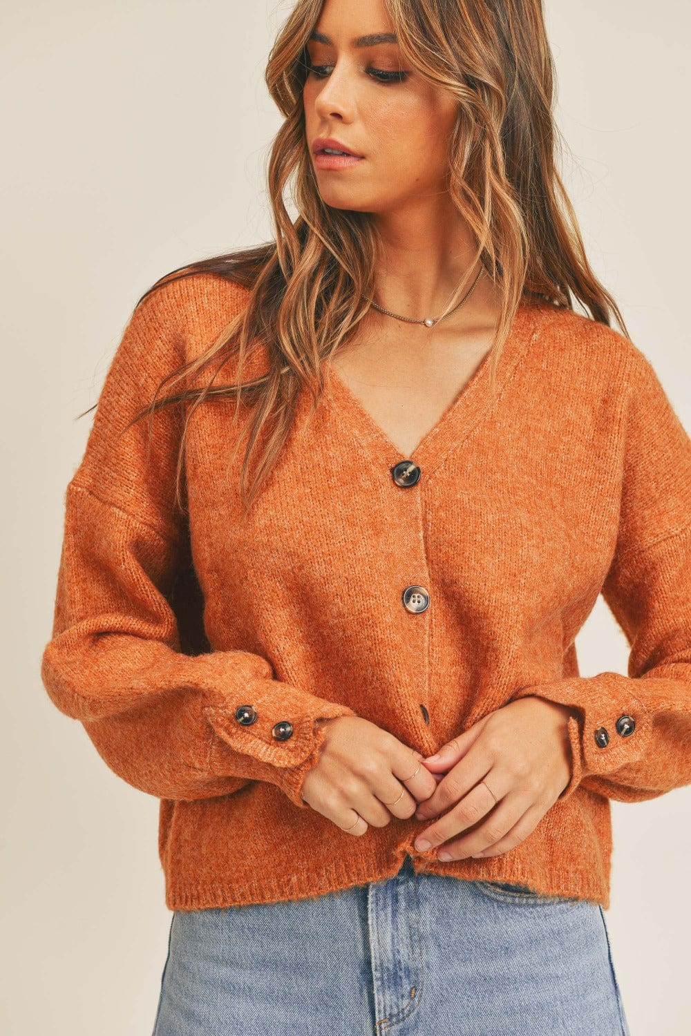 MABLE Long Sleeve Button Down Sweater Cardigan - Trendsi