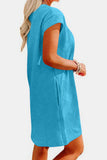 Textured Round Neck Cap Sleeve Dress Trendsi