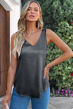 Solid V-Neck Wide Strap Tank - Flyclothing LLC