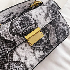 PU Leather Snakeskin Print Crossbody Bag - Trendsi