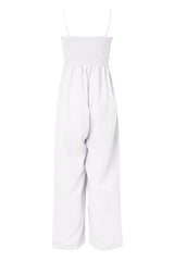 Smocked Spaghetti Strap Wide Leg Jumpsuit - Flyclothing LLC