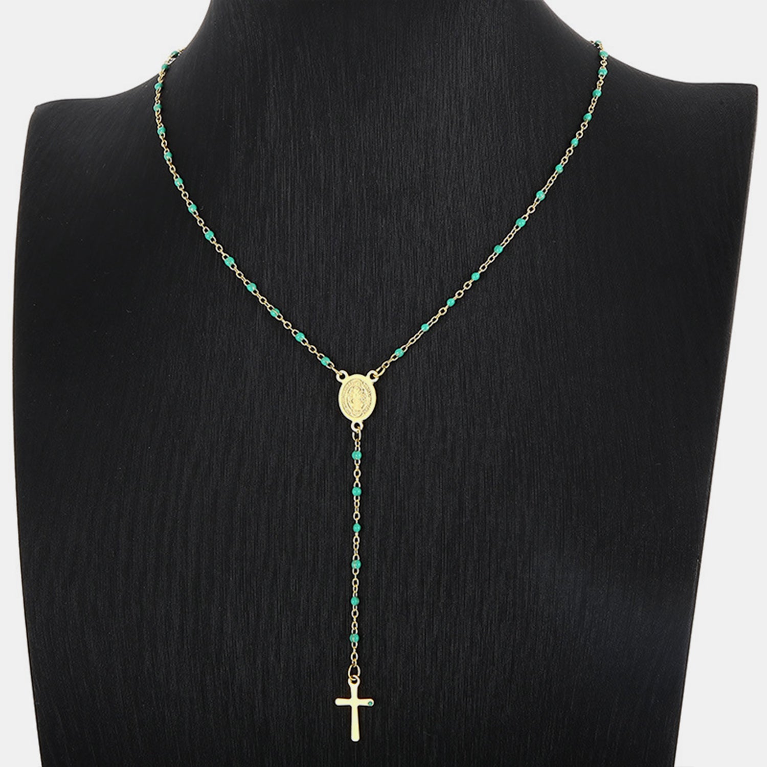 Stainless Steel Beaded Cross Necklace - Flyclothing LLC