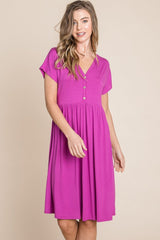 BOMBOM V-Neck Short Sleeve Dress - Trendsi