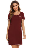 Contrast Trim Pocketed Round Neck Lounge Dress - Flyclothing LLC