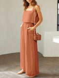 Square Neck Top and Wide Leg Pants Set - Flyclothing LLC