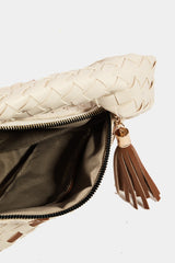 Fame Tassel Detail Weave Semi Circle Bag - Flyclothing LLC