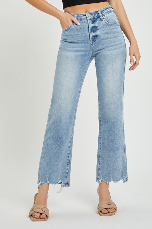 RISEN Full Size High Rise Straight Jeans - Trendsi