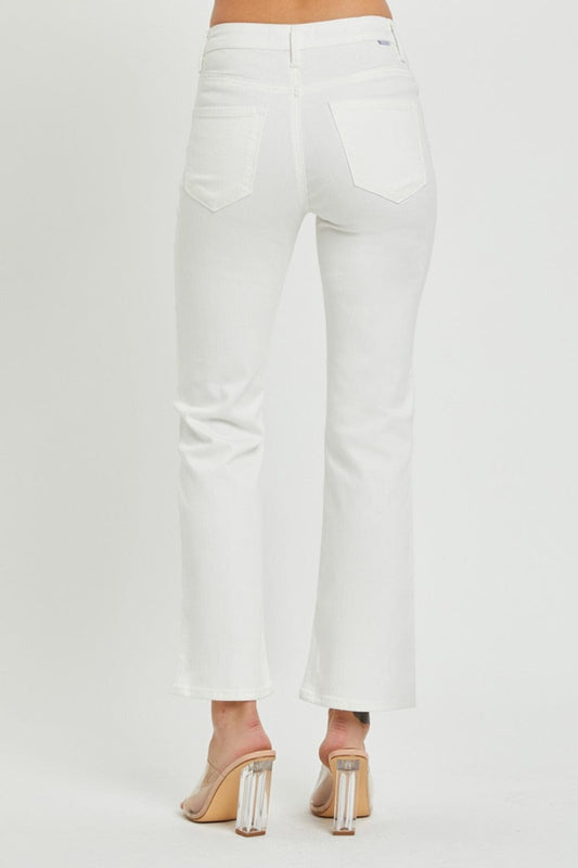 RISEN Full Size Mid Rise Bootcut Jeans with Pockets - Trendsi