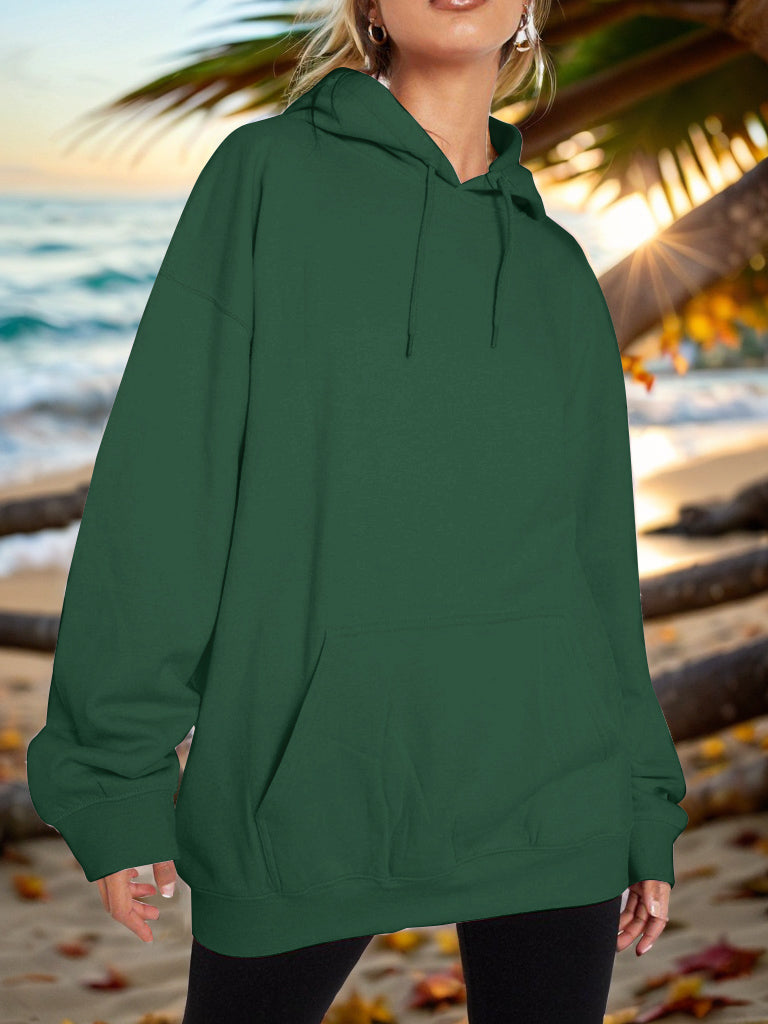 Drawstring Dropped Shoulder Hoodie - Flyclothing LLC