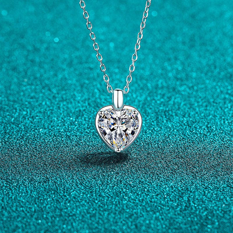 2 Carat Moissanite 925 Sterling Silver Heart Shape Necklace - Trendsi