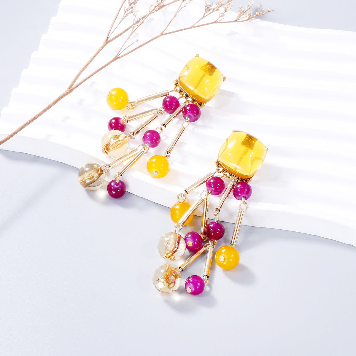 Acrylic Bead Dangle Earrings Trendsi