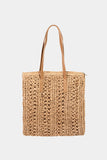 Fame Straw Braided Tote Bag Trendsi