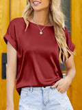 Boat Neck Short Sleeve Blouse - Flyclothing LLC