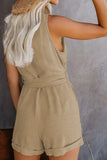 Full Size Tied V-Neck Sleeveless Romper with Pockets - Trendsi